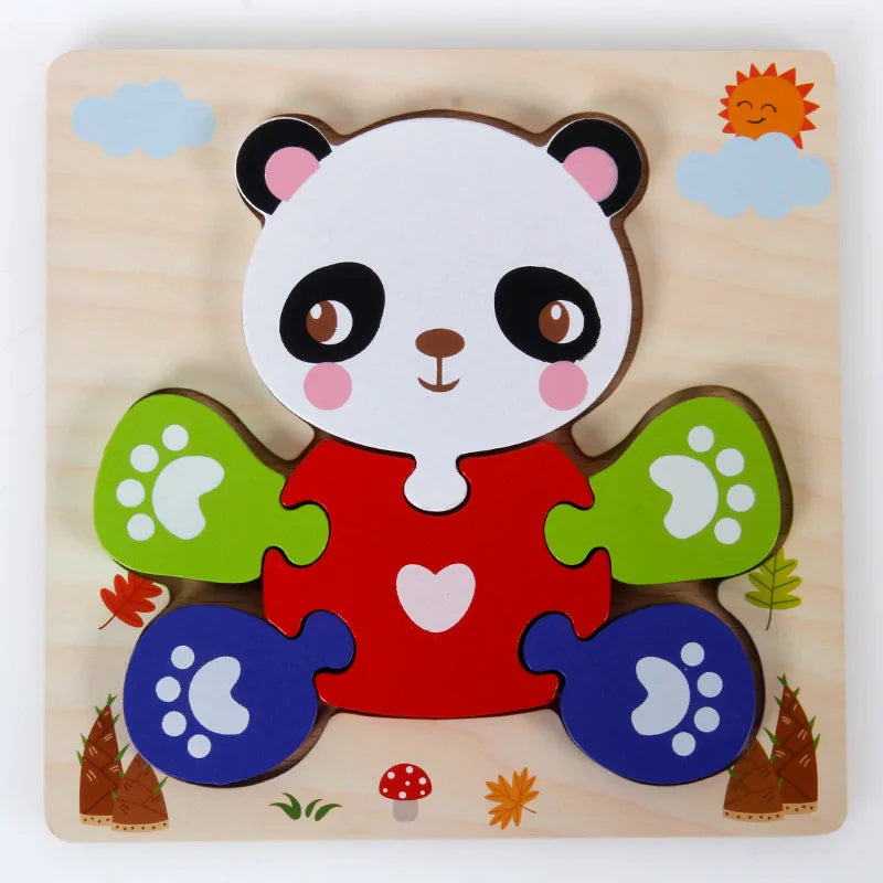 Montessori wooden puzzles for children aged 1, 2 and 3