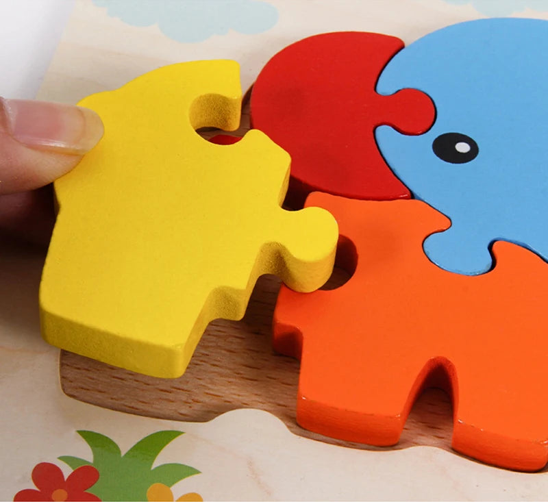 Montessori wooden puzzles for children aged 1, 2 and 3