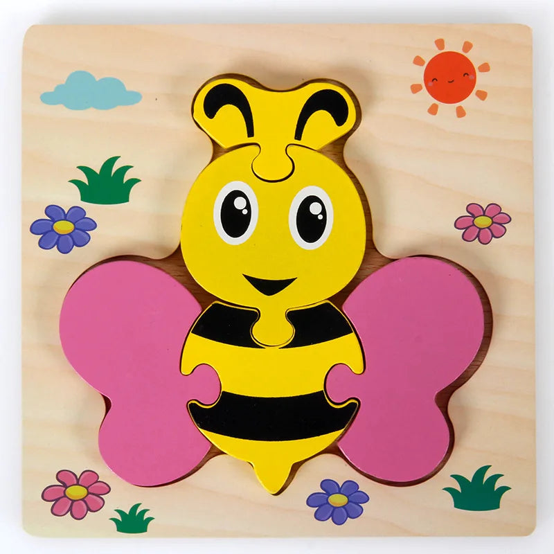 Montessori wooden puzzles for children aged 1, 2 and 3