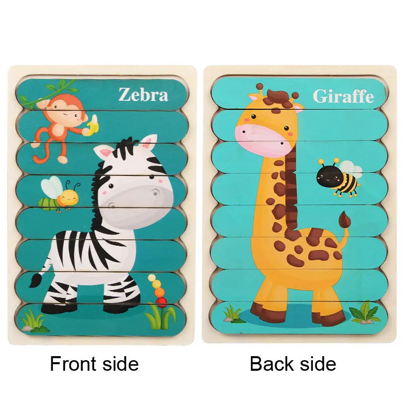 Montessori wooden puzzles for children aged 1, 2 and 3