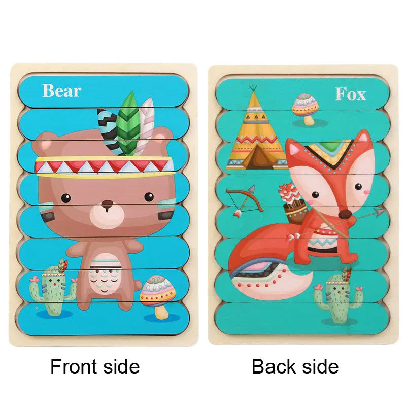 Montessori wooden puzzles for children aged 1, 2 and 3