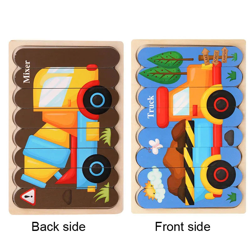 Montessori wooden puzzles for children aged 1, 2 and 3