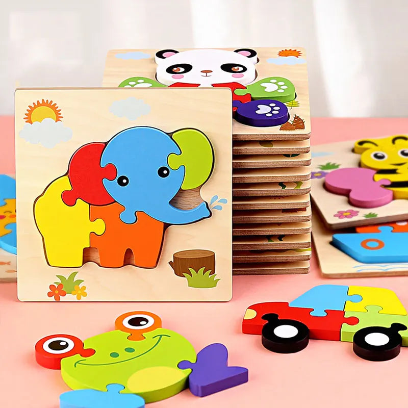 Montessori wooden puzzles for children aged 1, 2 and 3