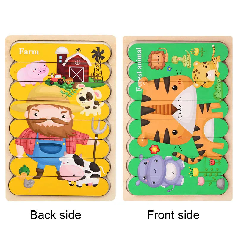 Montessori wooden puzzles for children aged 1, 2 and 3