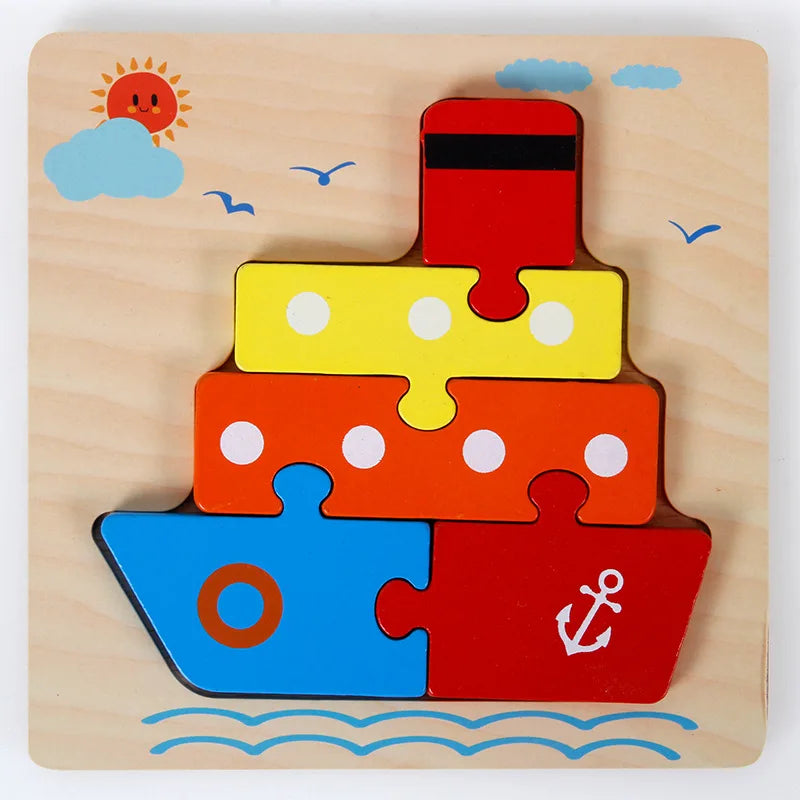 Montessori wooden puzzles for children aged 1, 2 and 3