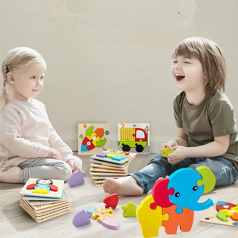 Montessori wooden puzzles for children aged 1, 2 and 3