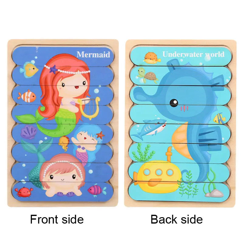 Montessori wooden puzzles for children aged 1, 2 and 3