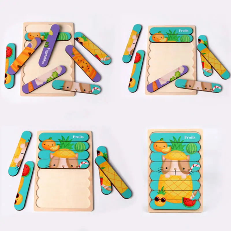 Montessori wooden puzzles for children aged 1, 2 and 3