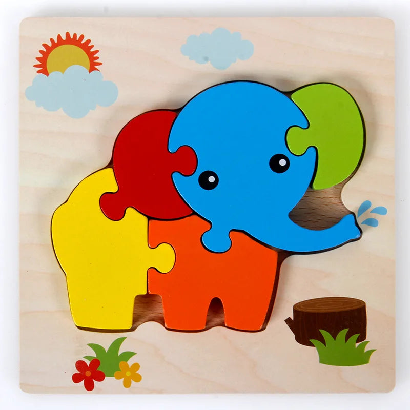 Montessori wooden puzzles for children aged 1, 2 and 3