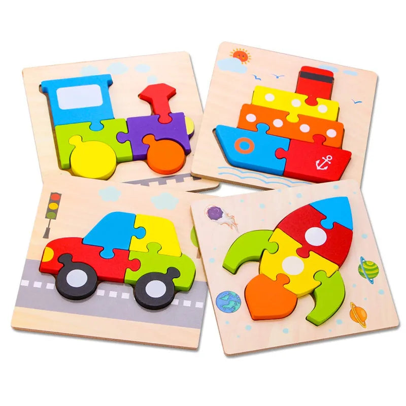 Montessori wooden puzzles for children aged 1, 2 and 3