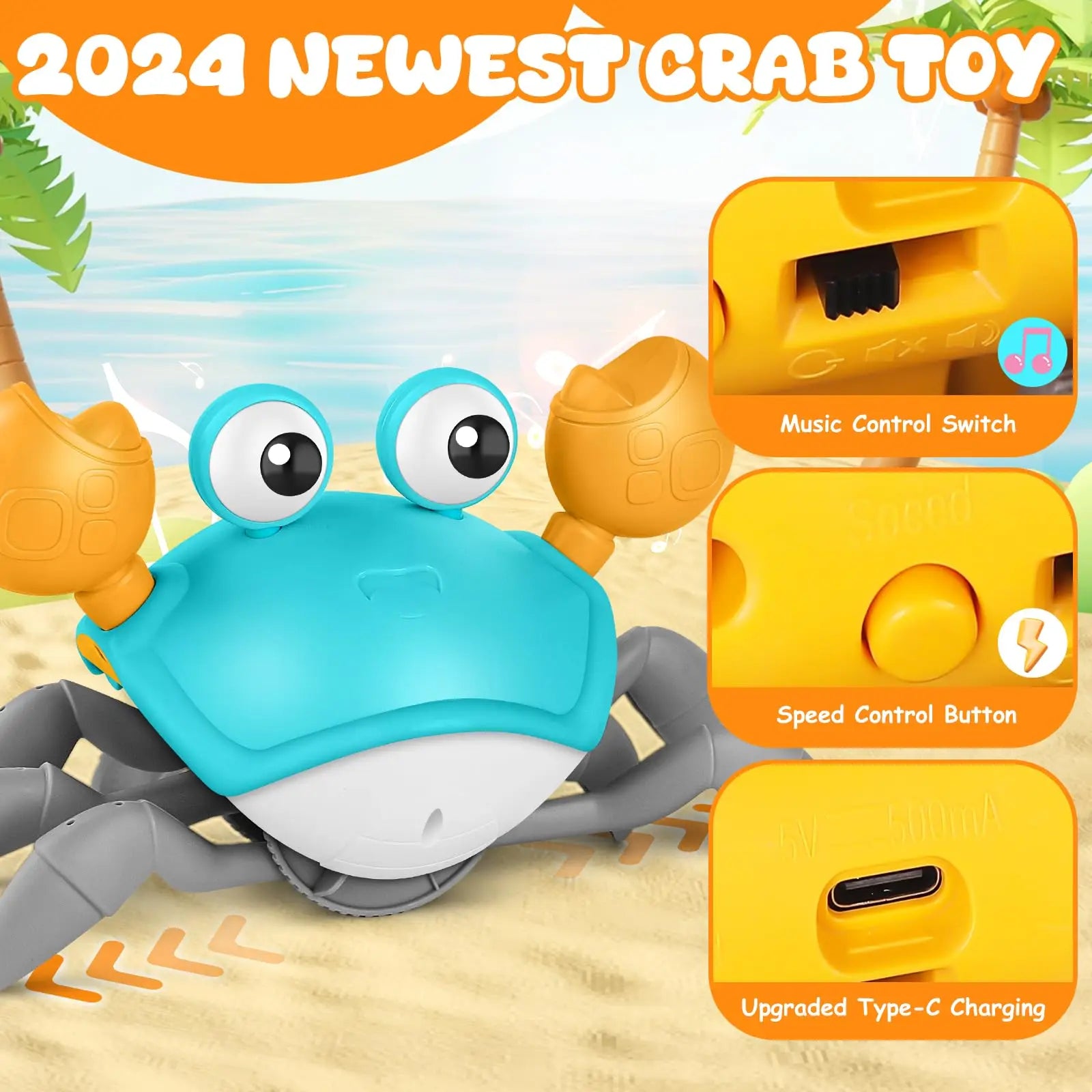 Kids Induction Escape Crab Octopus Crawling Toy Baby Electronic Pets Musical Toys Toddler Moving Avoid Obstacles Toy Party Gifts