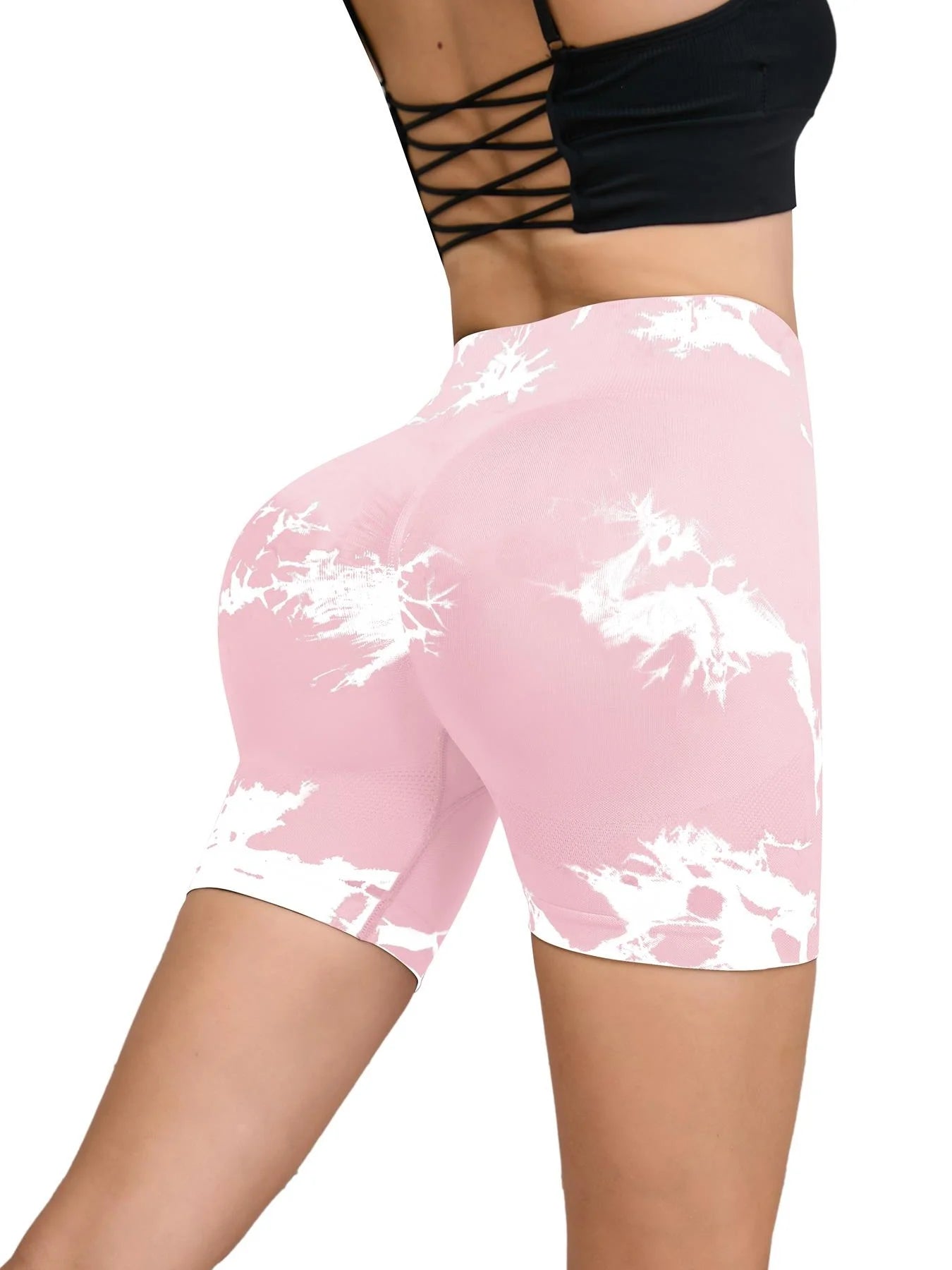 Tie Dyed Seamless Fitness Pants Women's High Waist and Hip Lifting Sports Tight Shorts Running Sexy Peach Fitness Yoga Shorts