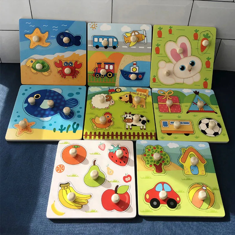 Montessori wooden puzzles for children aged 1, 2 and 3