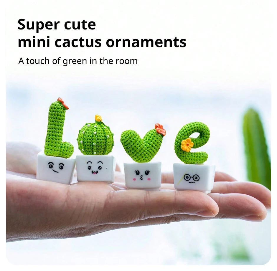 1 Set Of 4, Resin Succulent Cactus Mini Green Plant Car Office Home Living Room Crafts