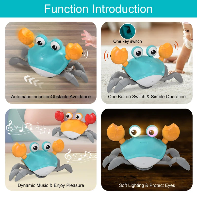 Kids Induction Escape Crab Octopus Crawling Toy Baby Electronic Pets Musical Toys Toddler Moving Avoid Obstacles Toy Party Gifts