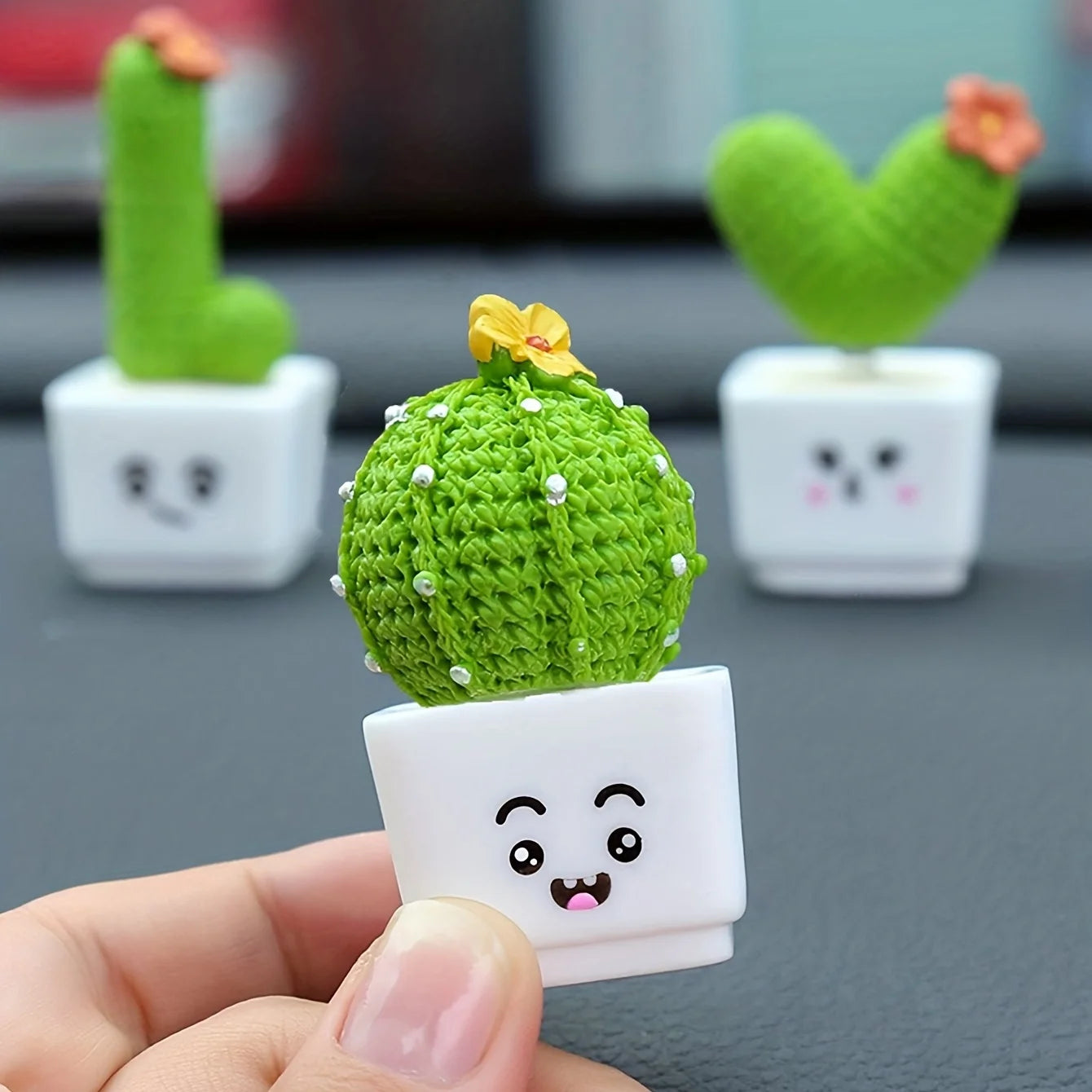 1 Set Of 4, Resin Succulent Cactus Mini Green Plant Car Office Home Living Room Crafts