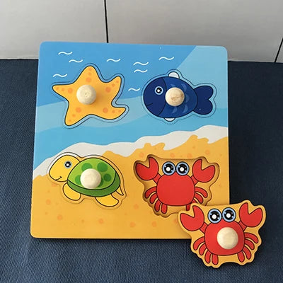 Montessori wooden puzzles for children aged 1, 2 and 3