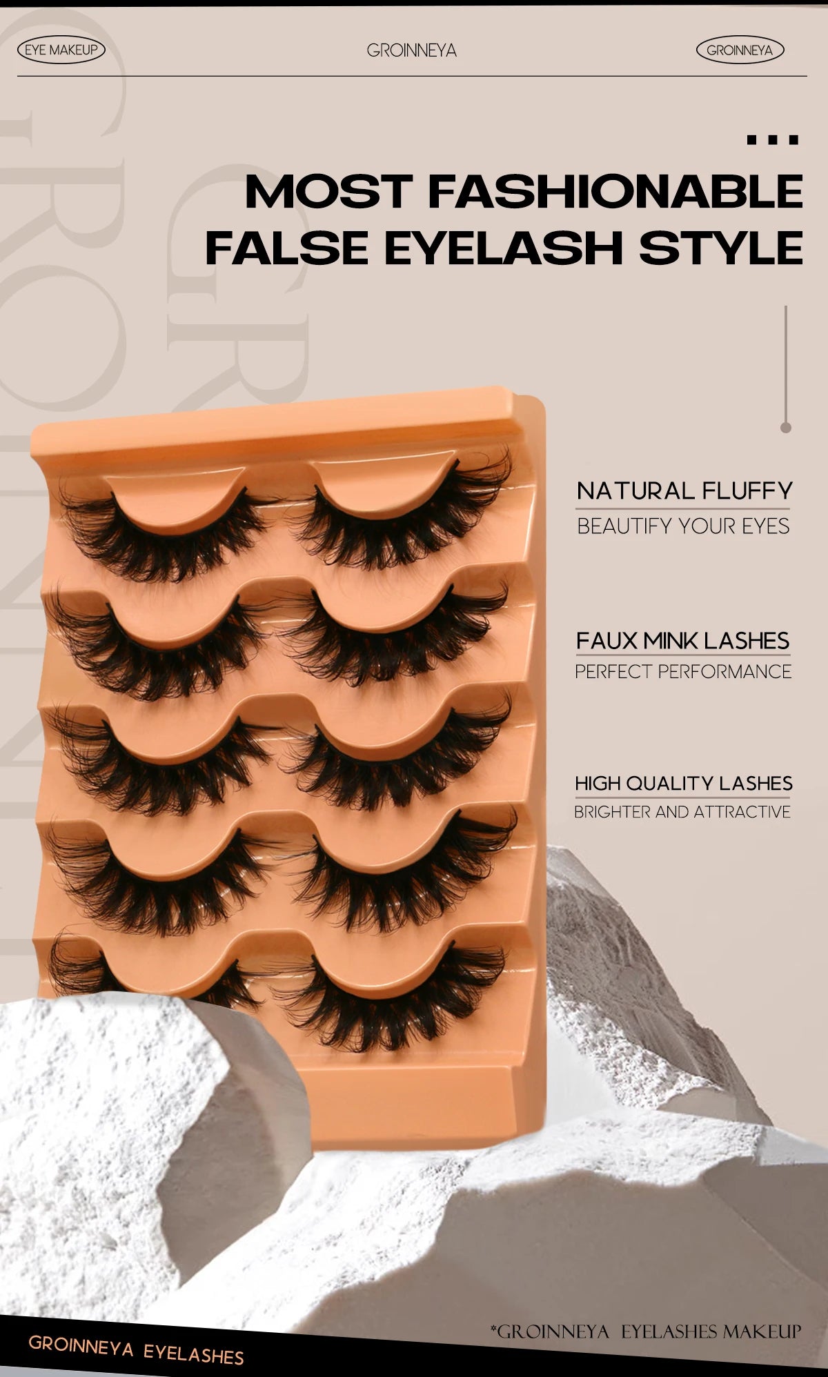 5 pairs of false eyelashes - Natural Effect