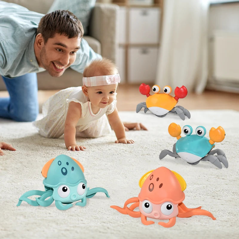 Kids Induction Escape Crab Octopus Crawling Toy Baby Electronic Pets Musical Toys Toddler Moving Avoid Obstacles Toy Party Gifts