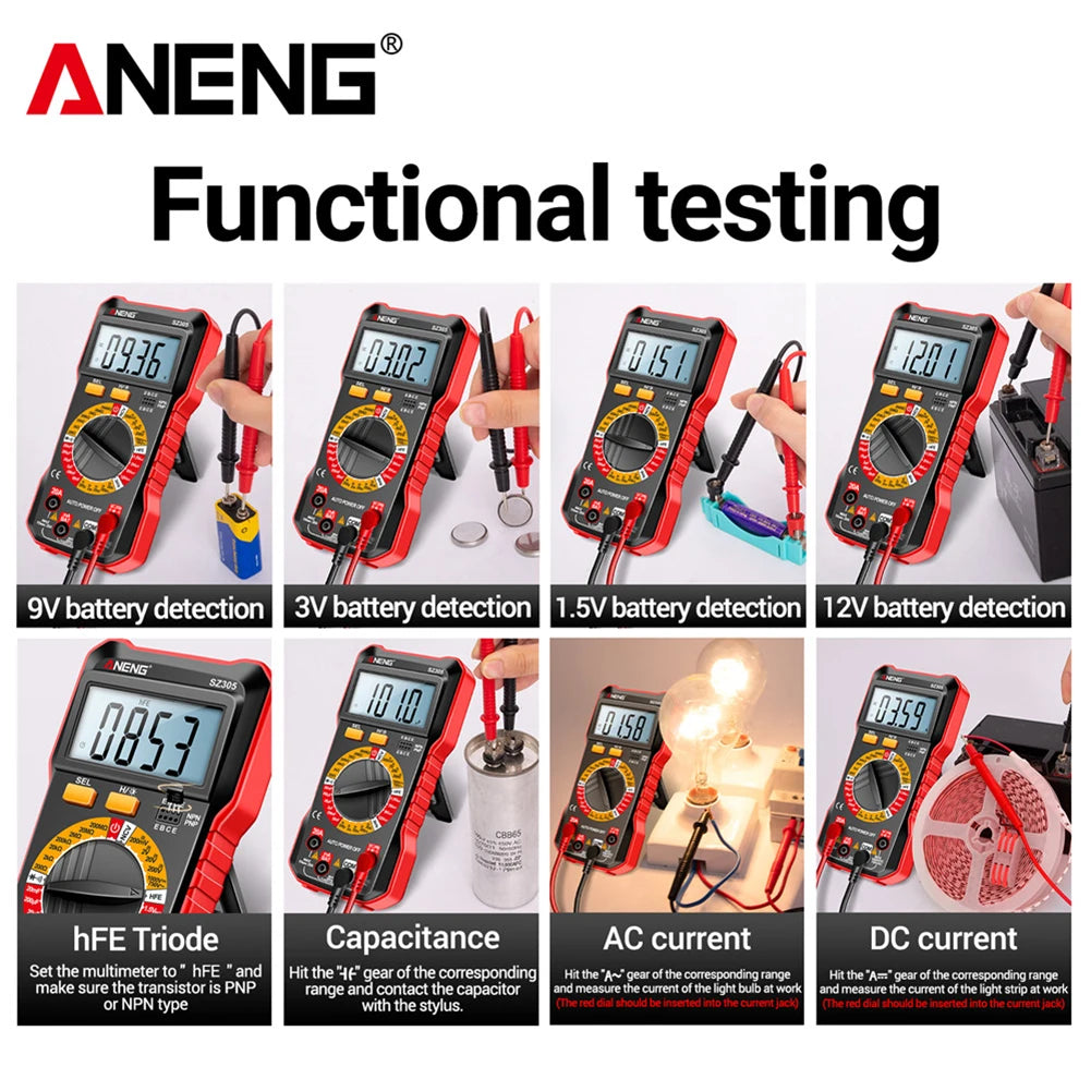 ANENG SZ304 SZ305 Digital Multimeter Capacitor Testers 1999 Counts Smart Voltmeter AC/DC Votage Current Resistance Ohm Test Tool