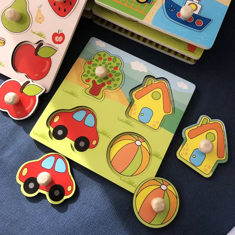 Montessori wooden puzzles for children aged 1, 2 and 3