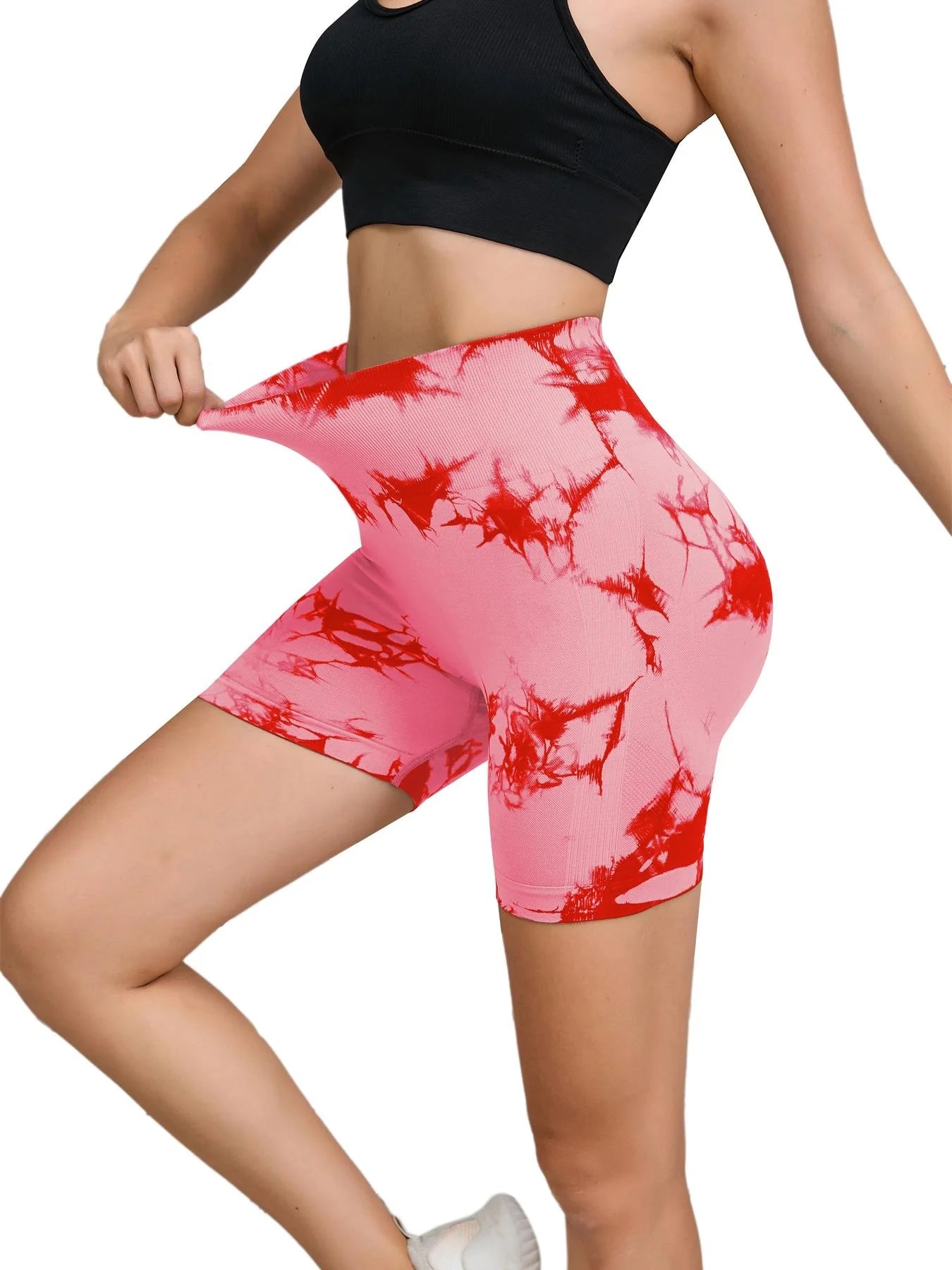 Tie Dyed Seamless Fitness Pants Women's High Waist and Hip Lifting Sports Tight Shorts Running Sexy Peach Fitness Yoga Shorts