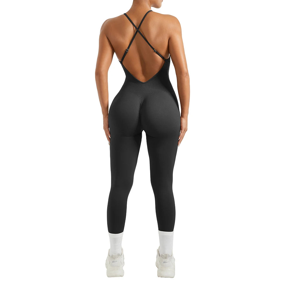 Women's gym workout jumpsuit, ideal for gym and yoga