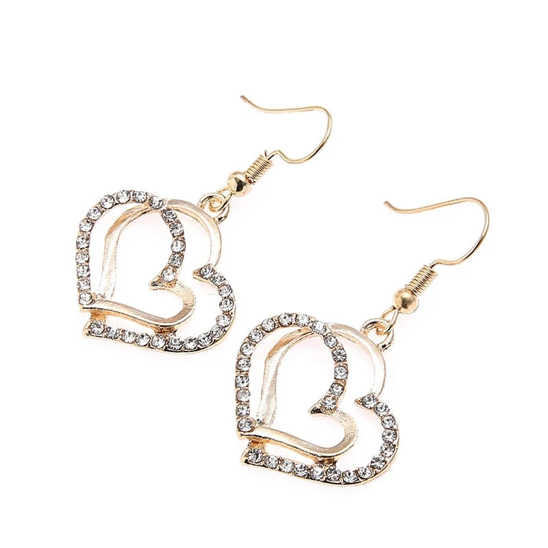 3 Pieces Heart Shaped Earrings and Pendant for Women