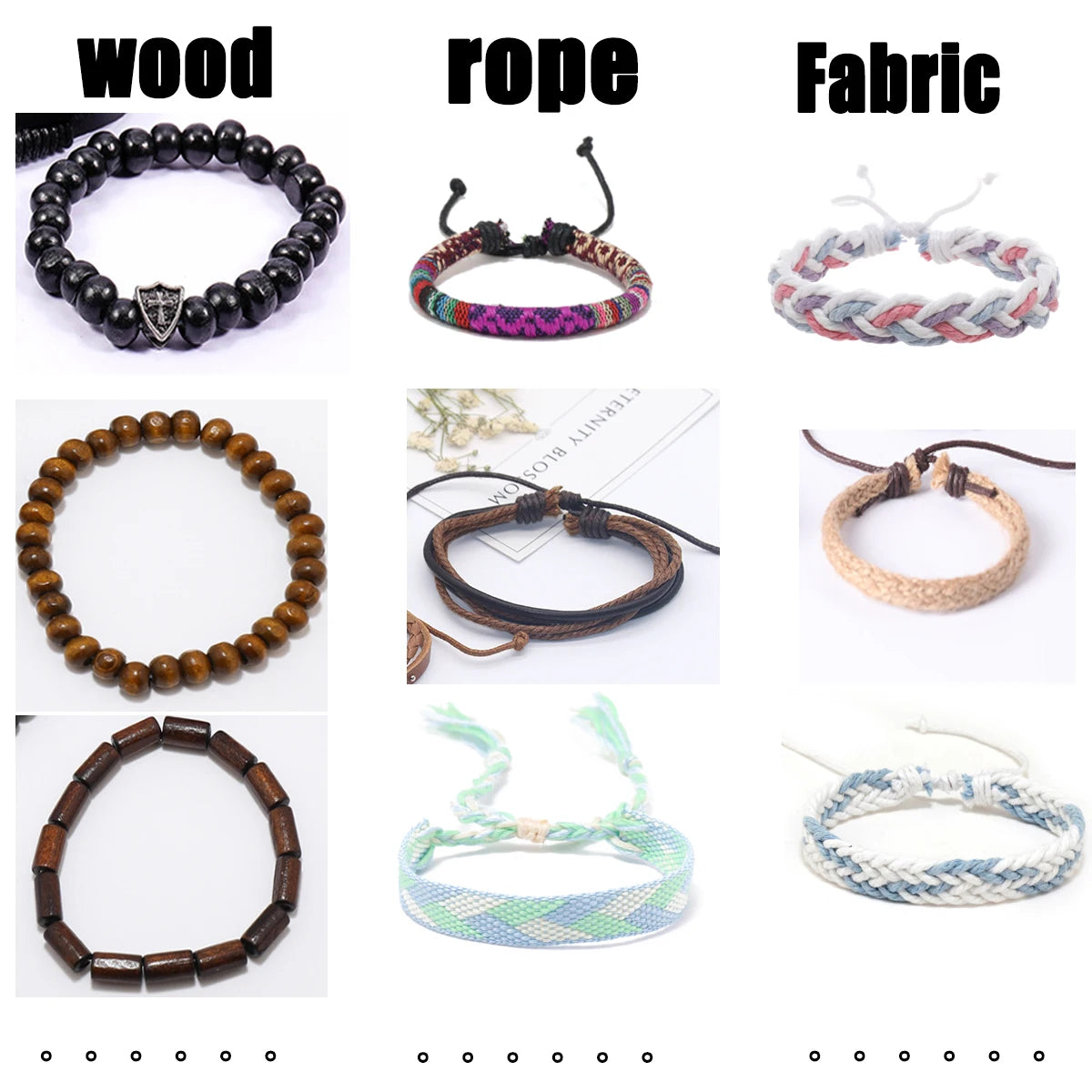 10PCS Random Style Men's Women's Webbing, Leather Bracelet Classical