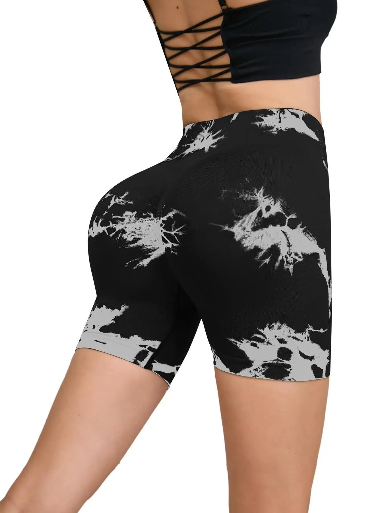 Tie Dyed Seamless Fitness Pants Women's High Waist and Hip Lifting Sports Tight Shorts Running Sexy Peach Fitness Yoga Shorts