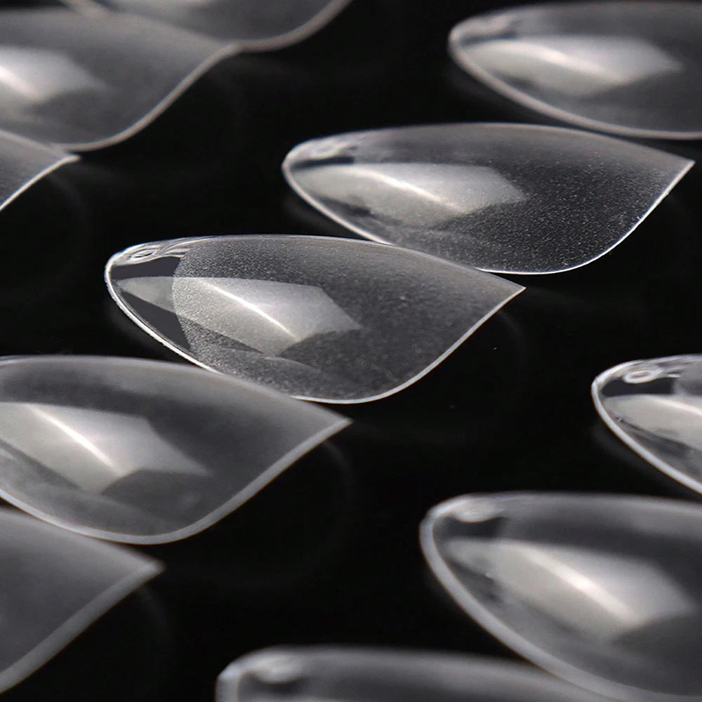 120pcs Short Almond Nail Tips Soft Gel Pre-Shaped Acrylic Nail Tips Half Matte Full Cover Nail Tips Clear Gelly Press on Flase