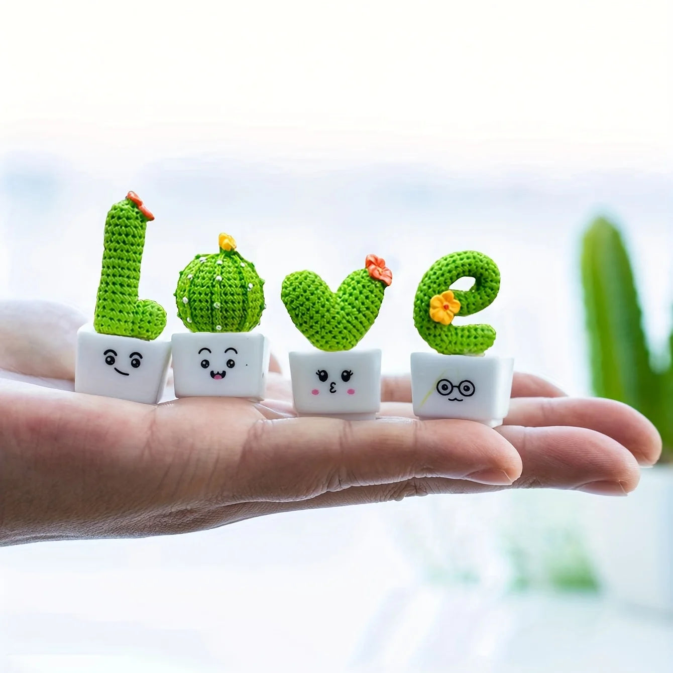 1 Set Of 4, Resin Succulent Cactus Mini Green Plant Car Office Home Living Room Crafts