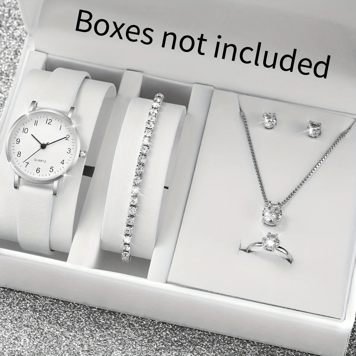 6PCS/Set Fashion Women's Analog Quartz Watches with Diamond Jewelry (Without Box)