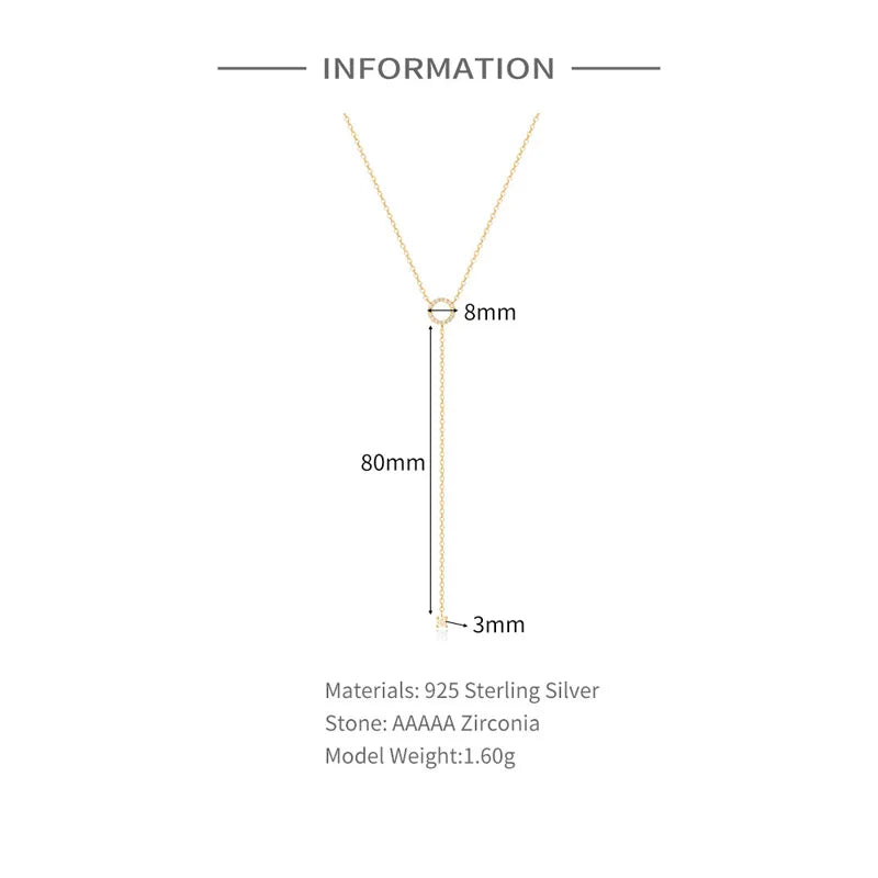 S925 Sterling Silver Double-Deck Circle Zircon Pendant Long O-Chain Choker Necklace 2024 Spring Women Wedding Fine Jewelry