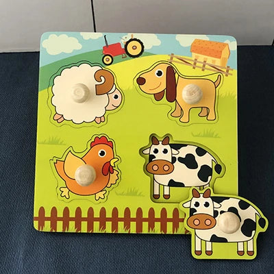 Montessori wooden puzzles for children aged 1, 2 and 3