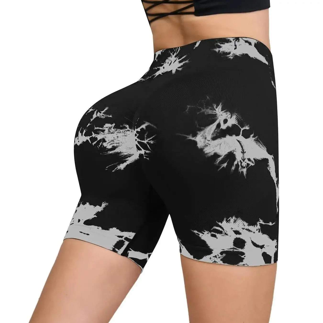 Tie Dyed Seamless Fitness Pants Women's High Waist and Hip Lifting Sports Tight Shorts Running Sexy Peach Fitness Yoga Shorts