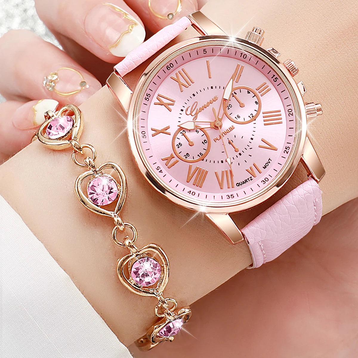 Kit with 5 or 6 pieces, with watch and bracelets for women - The best seller