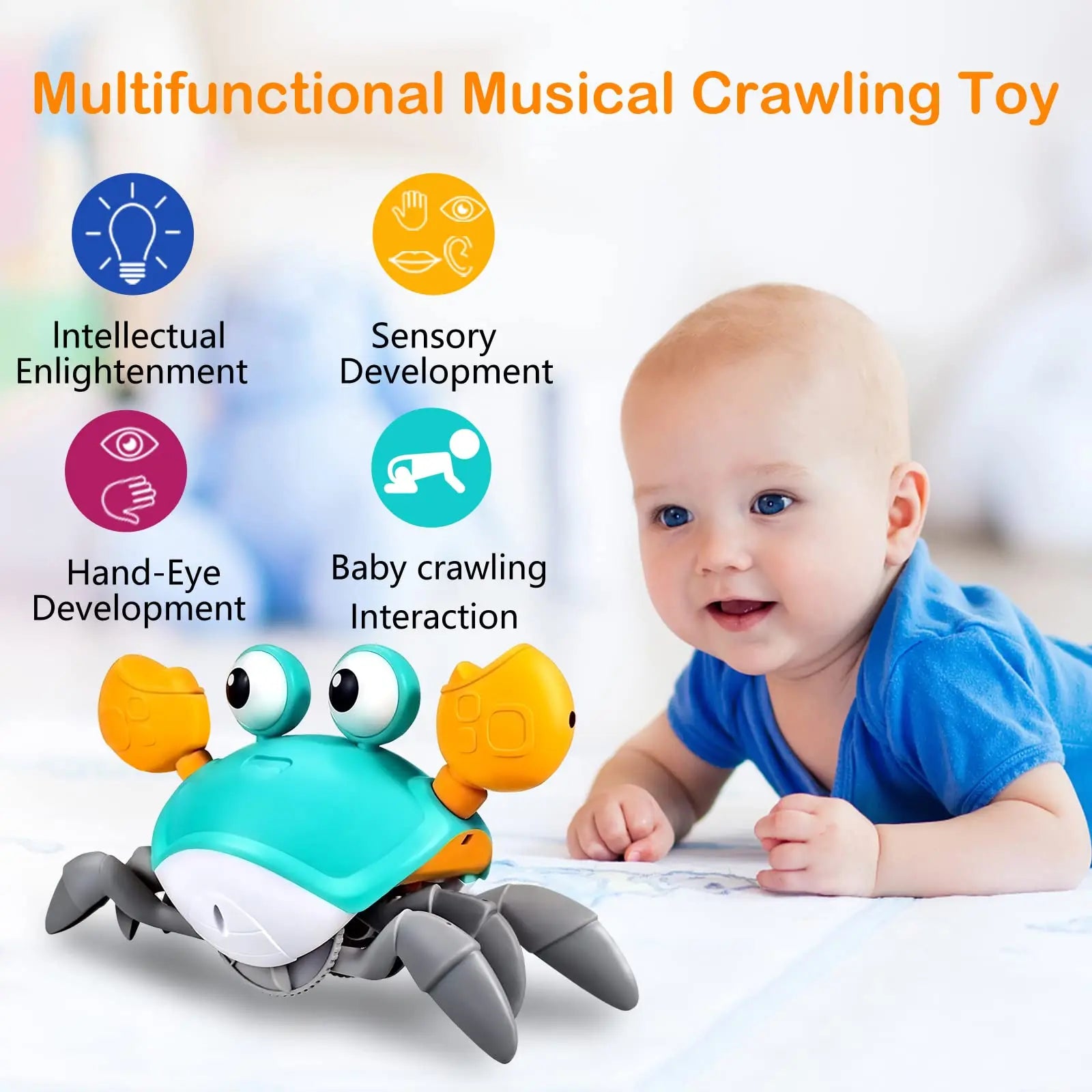 Kids Induction Escape Crab Octopus Crawling Toy Baby Electronic Pets Musical Toys Toddler Moving Avoid Obstacles Toy Party Gifts