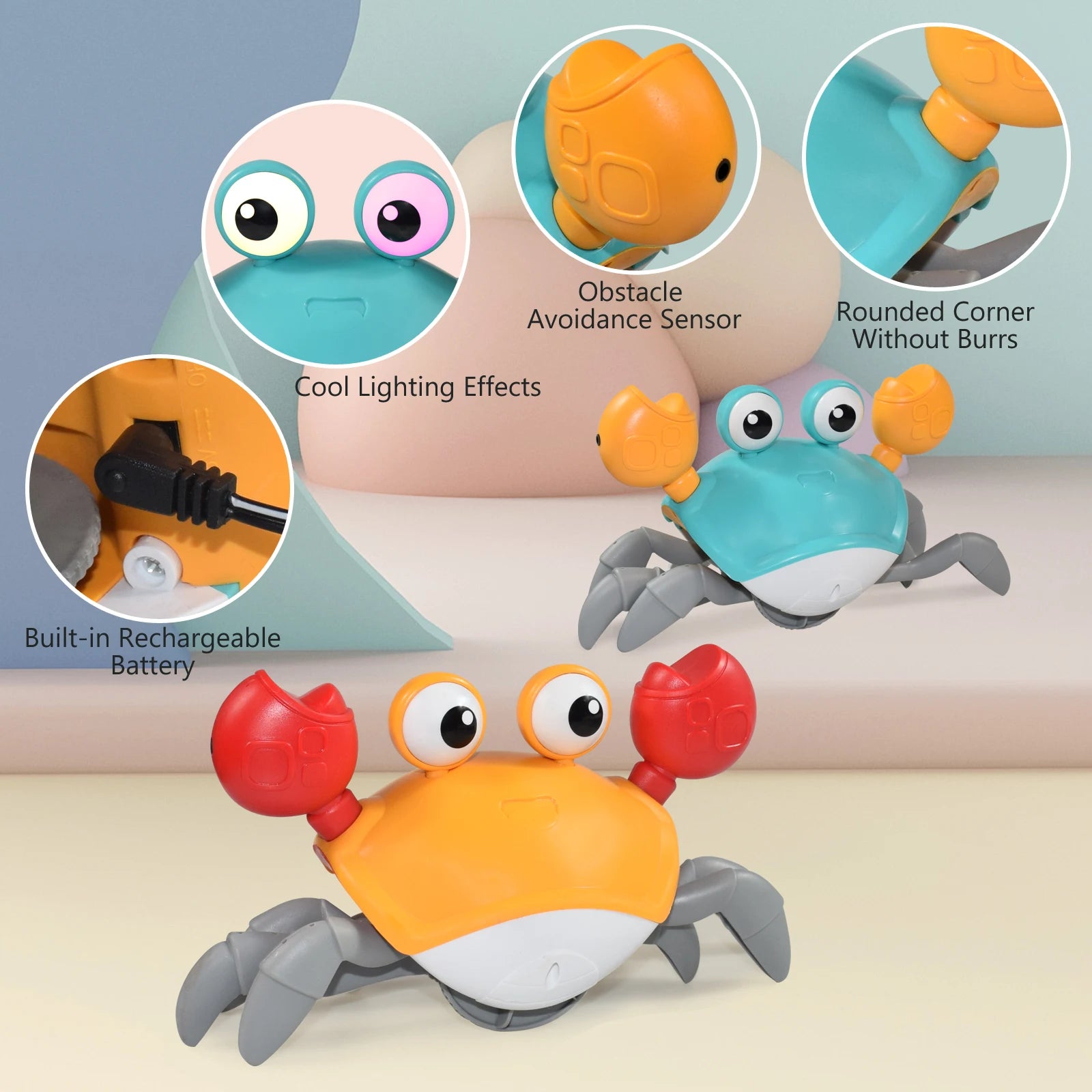 Kids Induction Escape Crab Octopus Crawling Toy Baby Electronic Pets Musical Toys Toddler Moving Avoid Obstacles Toy Party Gifts