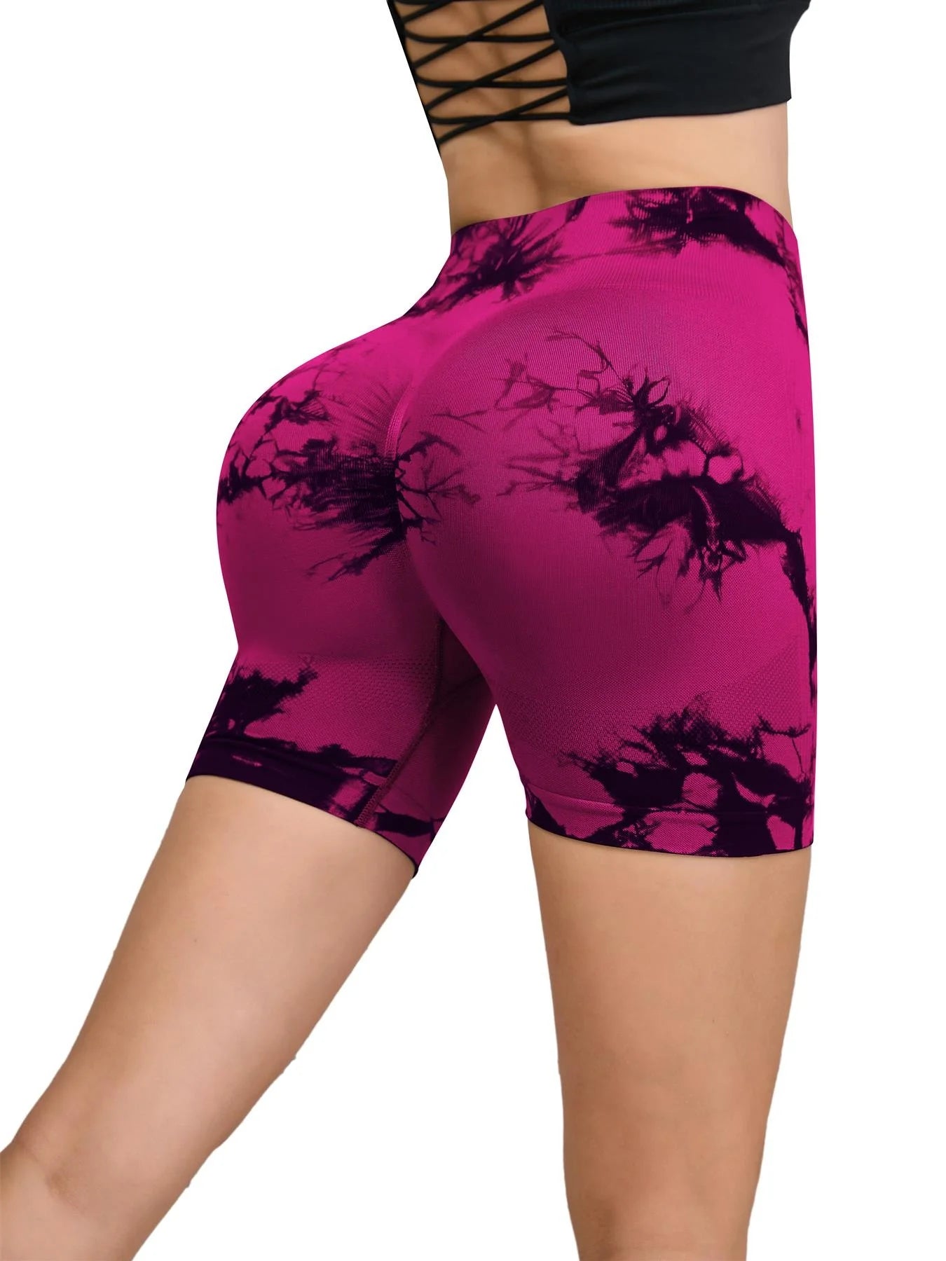 Tie Dyed Seamless Fitness Pants Women's High Waist and Hip Lifting Sports Tight Shorts Running Sexy Peach Fitness Yoga Shorts