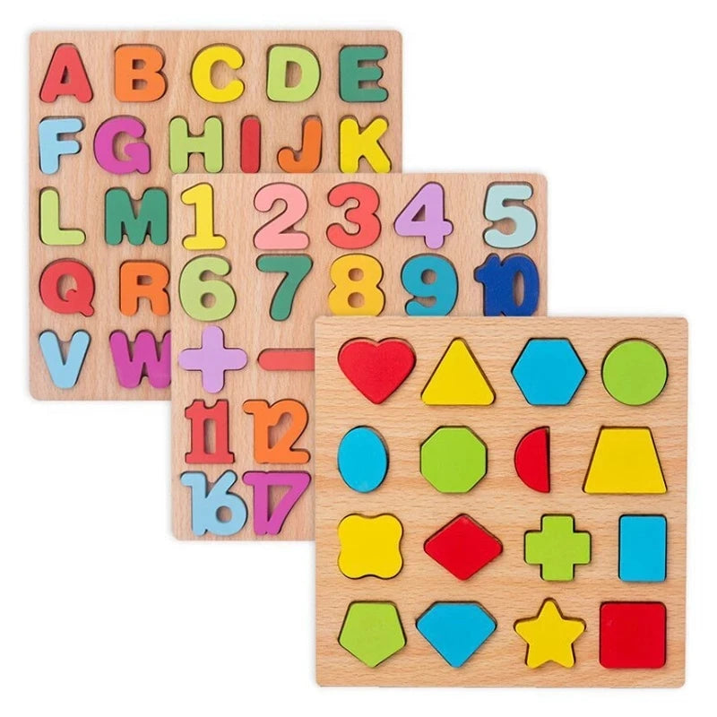 Montessori wooden puzzles for children aged 1, 2 and 3